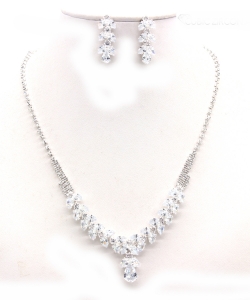 Crystal Rhinestone Jewelry Set for Women NB300625 SILVER CL